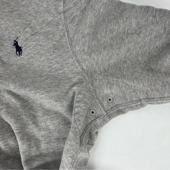 Polo Ralph Lauren Shirt Adult Small Grey White Rugby Custom Fit Padded Collared - Picture 11 of 12